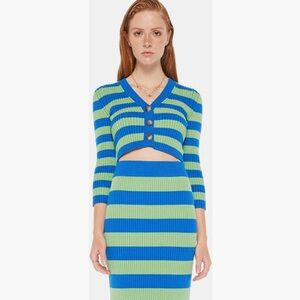 NWT - MOTHER, The Midnight Stripe Crop Rib Cardigan, M